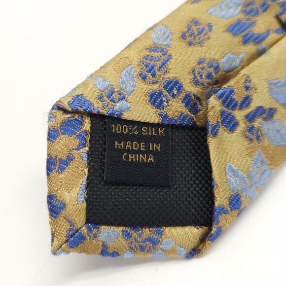 Jos A Bank Reserve Silk Tie Necktie Gold Ditsy Floral Preppy Business Corpcore - Picture 6 of 6